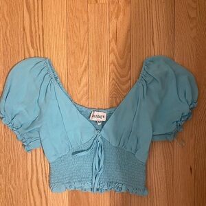 Sundays Light Blue Puff Sleeve Blouse